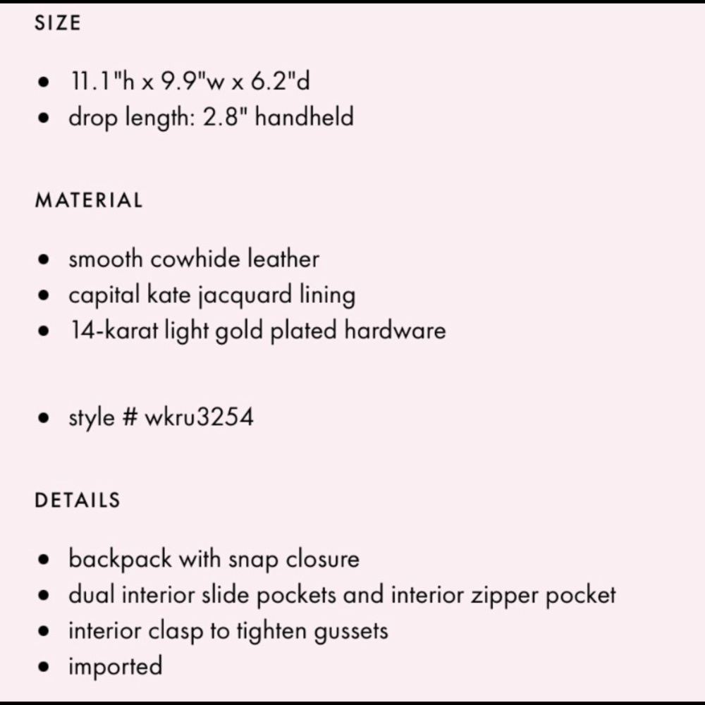 ♠️ Kate Spade ♠️ Hamilton Heights Cody Navy “Off Shore” Leather Backpack - Picture 7 of 8